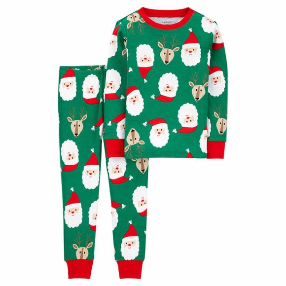 Carters PJ Set 4 Piece Santa Green Rocket Grey - Picture 2 of 13